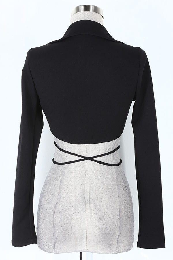 Women's black v-neck long sleeve tie-front top - photo 3