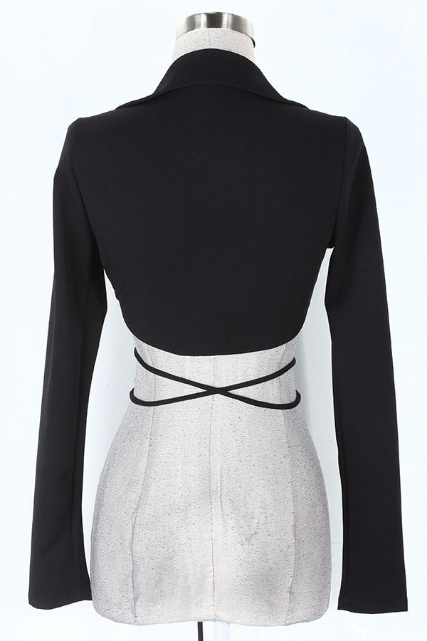 Women's black v-neck long sleeve tie-front top - photo 3