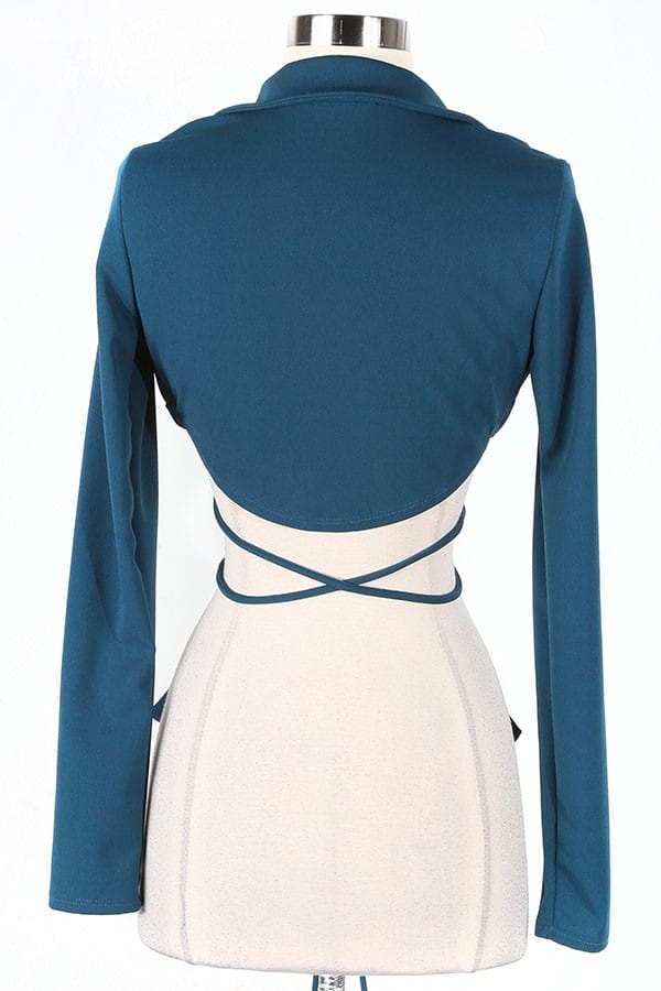 Women's h.green v-neck long sleeve tie-front top - photo 3