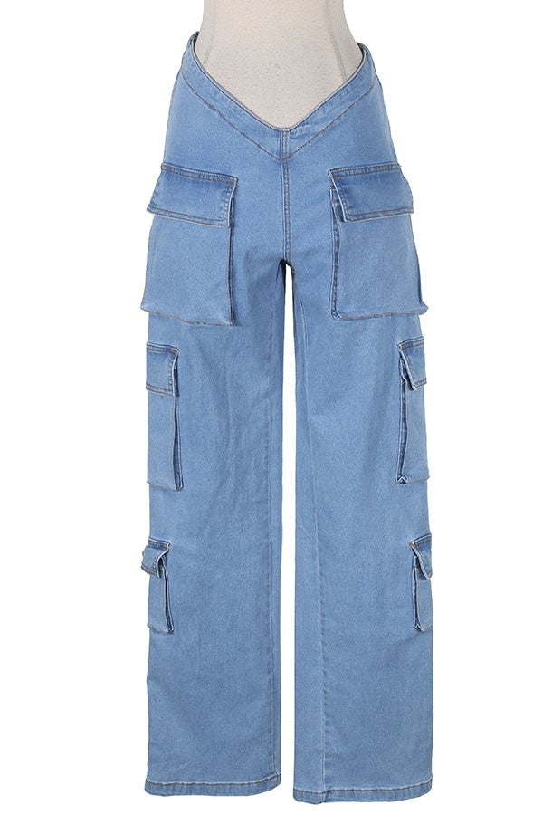 Women's Cargo Pocket Wide-Leg Jeans