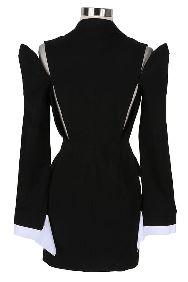 Women's black long sleeve plunge cutout blazer mini dress - photo 3