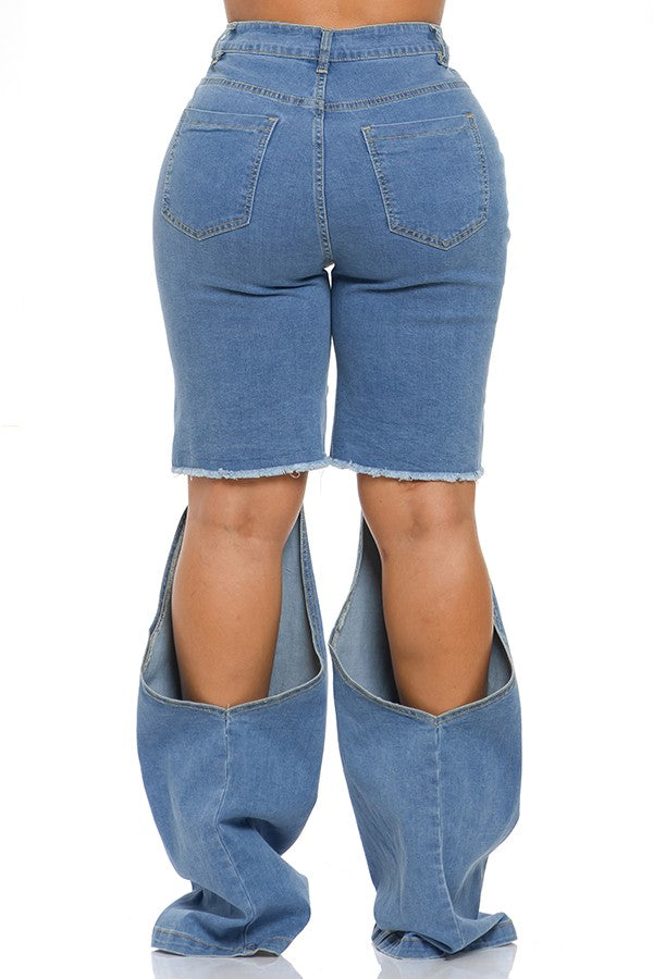 Women's Knee Cutout Baggy Wide-Leg Jeans - photo 3