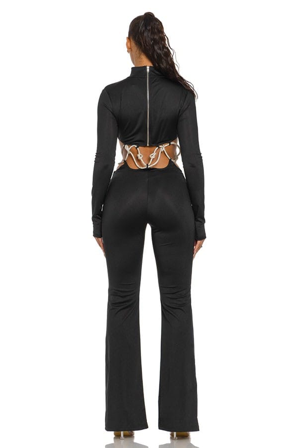 Women's Long Sleeve Cutout Flare Jumpsuit - photo 3