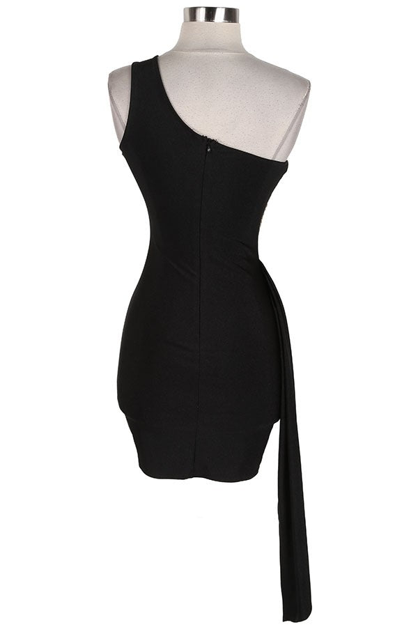Women's Rhinestone One-Shoulder Sash Mini Dress - photo 3