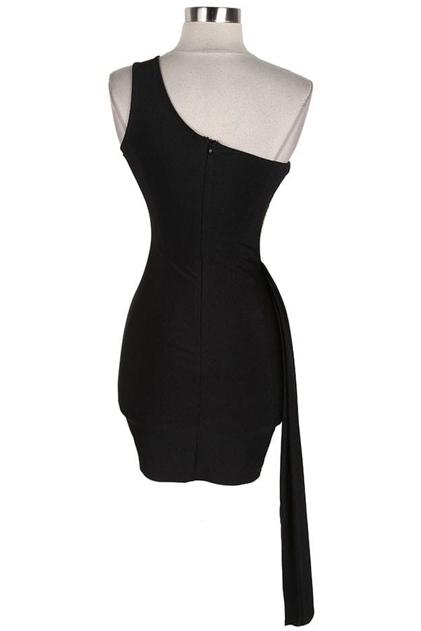 Women's Rhinestone One-Shoulder Sash Mini Dress - photo 3