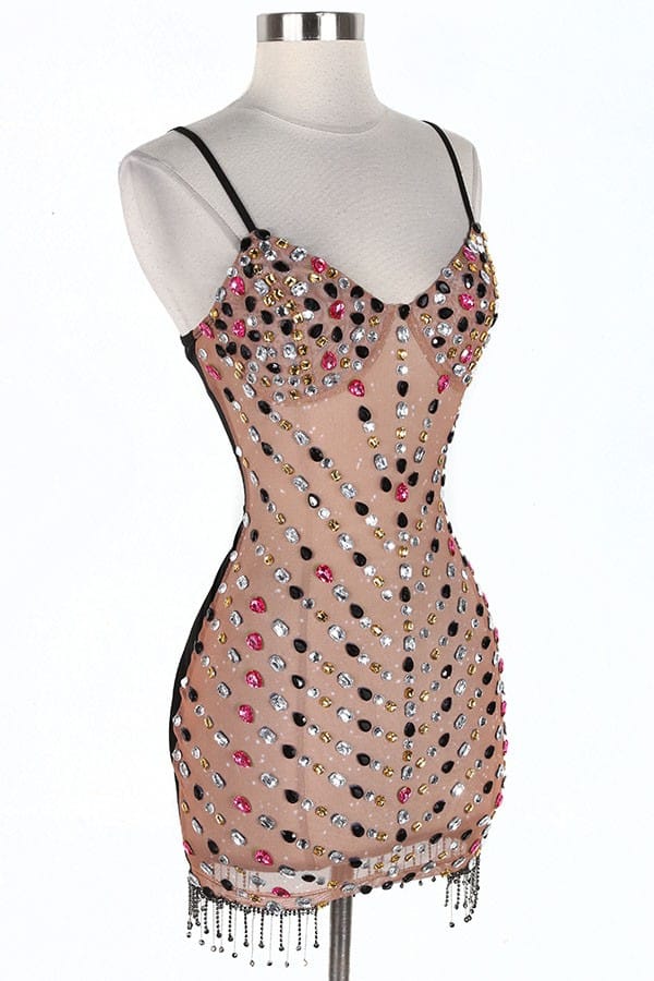Women's Rhinestone Studded Strappy Mini Dress - photo 2
