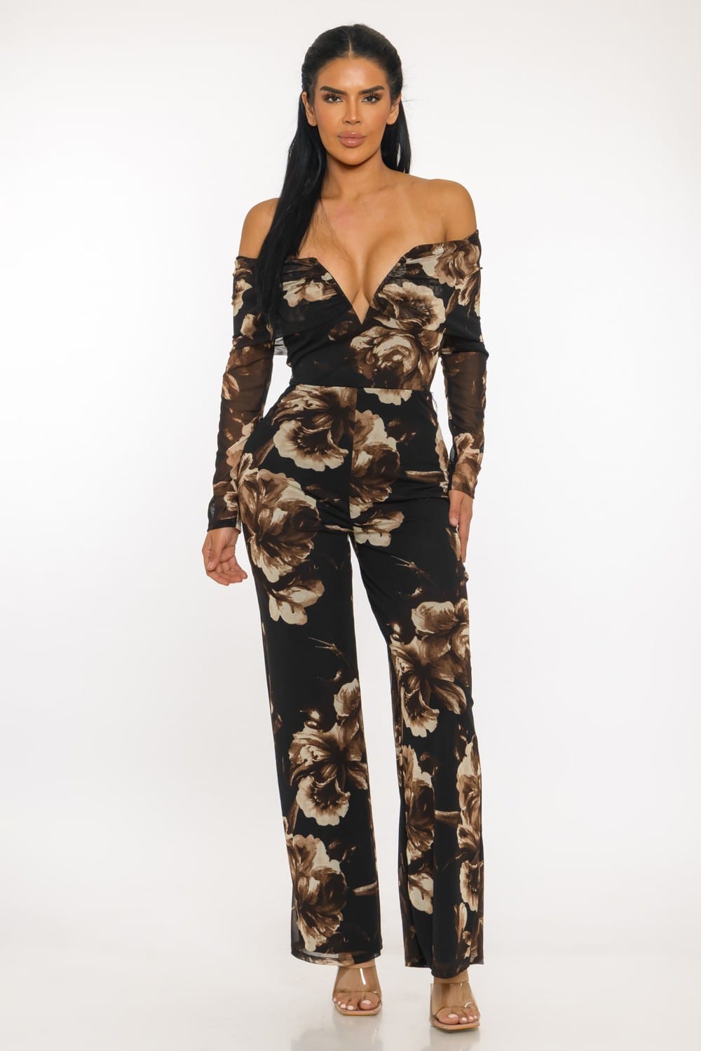 Women's Brown Midnight Botanica Jumpsuit – side view