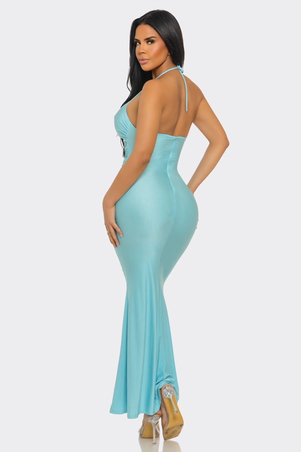 Women's Rose Emblem Cutout Mermaid Maxi Dress – detail view