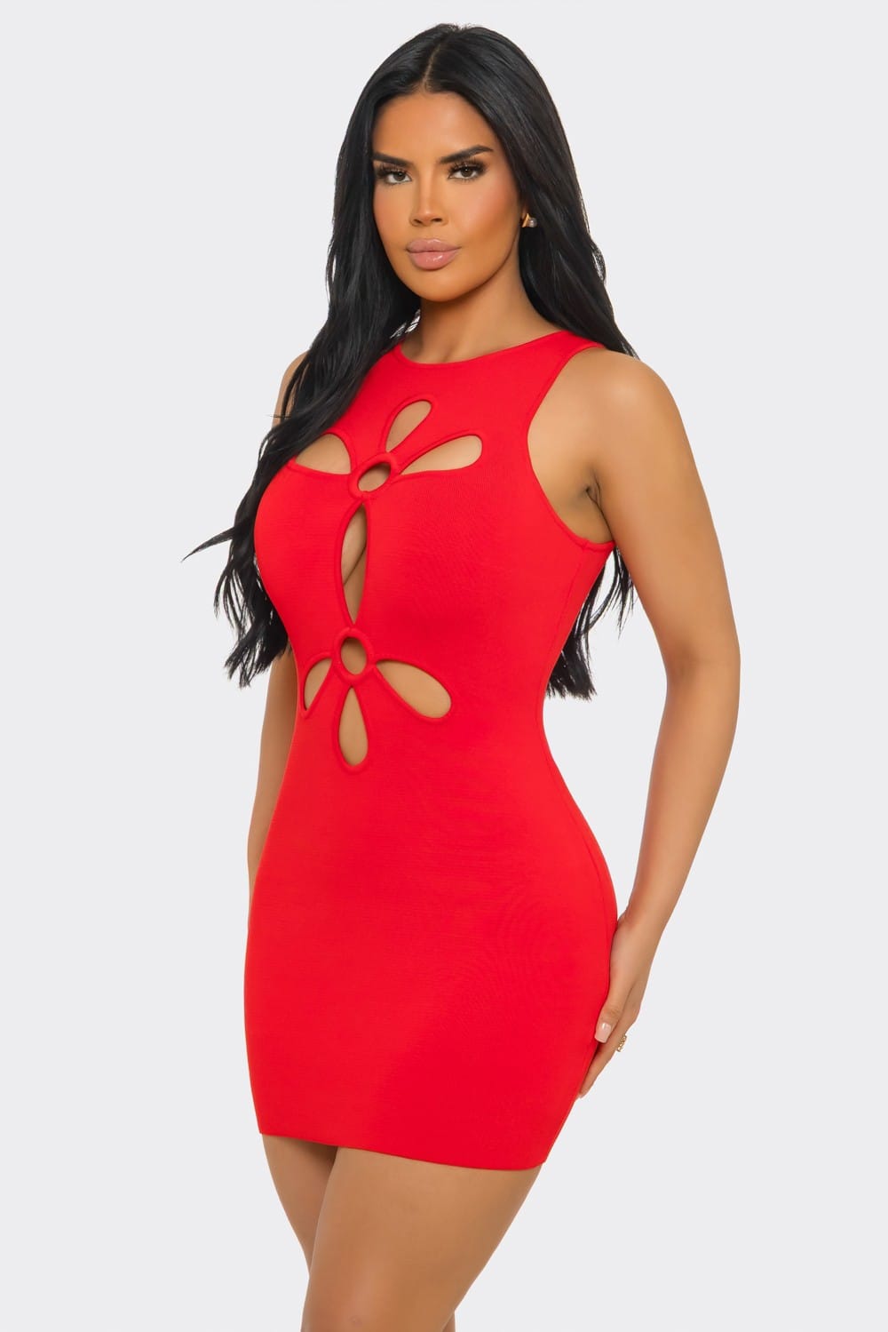 Women's Moda Vita Floral Cutout Knit Mini Dress – back view