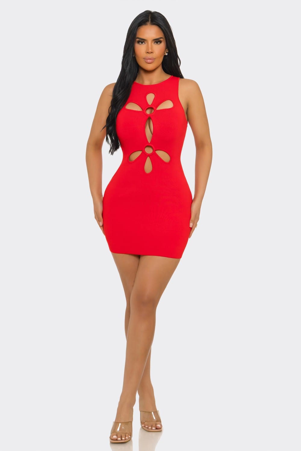 Women's Moda Vita Floral Cutout Knit Mini Dress – detail view