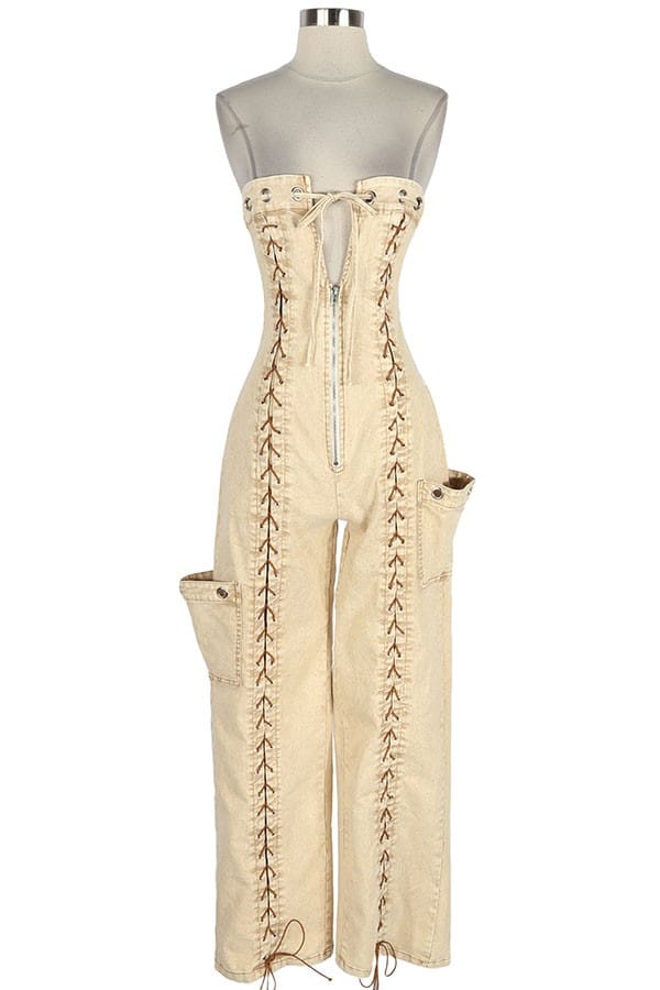 Women's Strapless Corset Fitted Jumpsuit