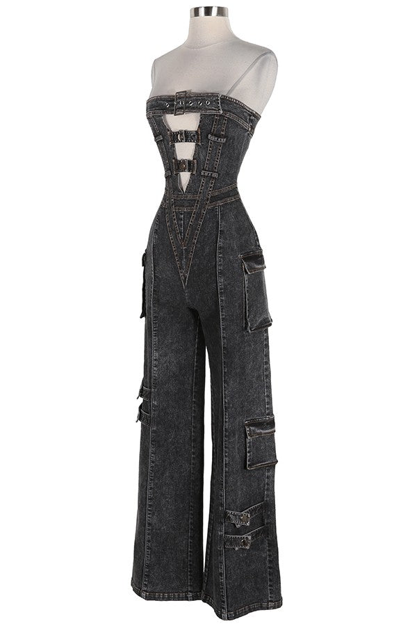 Women's Strapless Cutout Fitted Jumpsuit - photo 2
