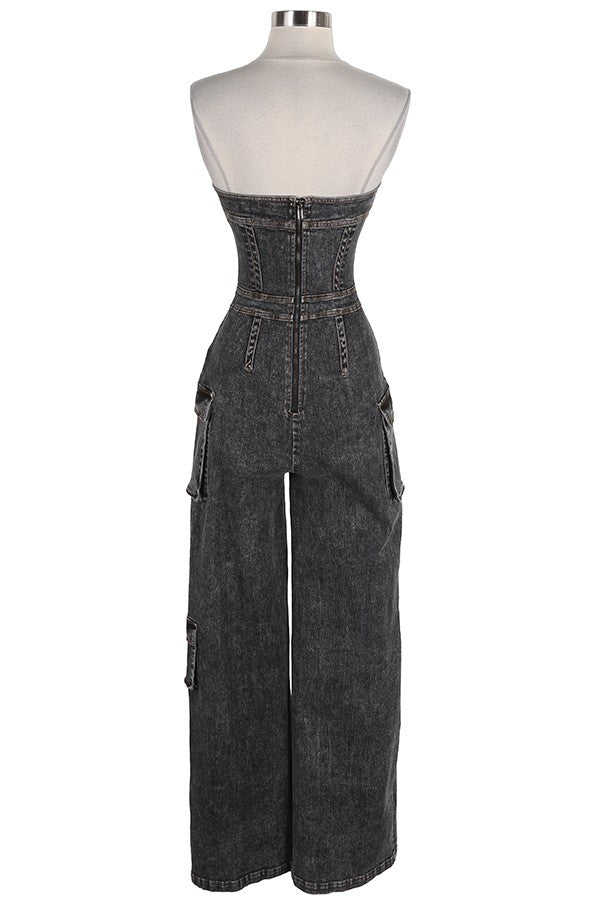 Women's Strapless Cutout Fitted Jumpsuit - photo 3