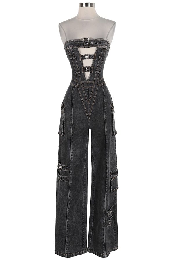 Women's Strapless Cutout Fitted Jumpsuit