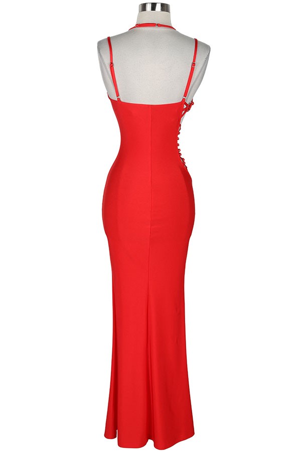 Women's Strapless Side Cutout Bodycon Maxi Dress - photo 3