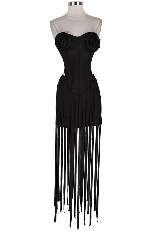 Women's Bandeau Top & Fringe Maxi Skirt Set