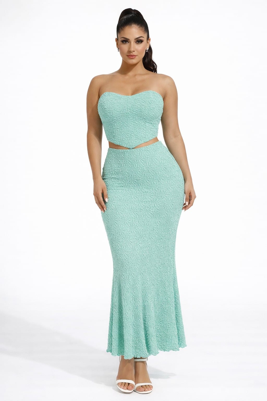 Women's Mint Elan Sculpt Strapless Cutout Mermaid Skirt Set – front view