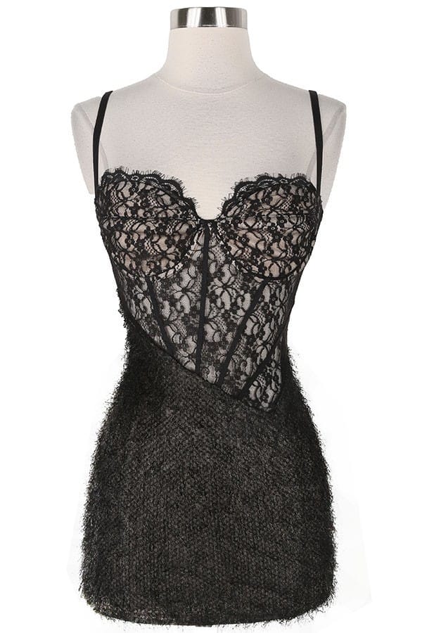 Women's Lace Bodice Sweetheart Spaghetti Strap Mini Dress - photo 2