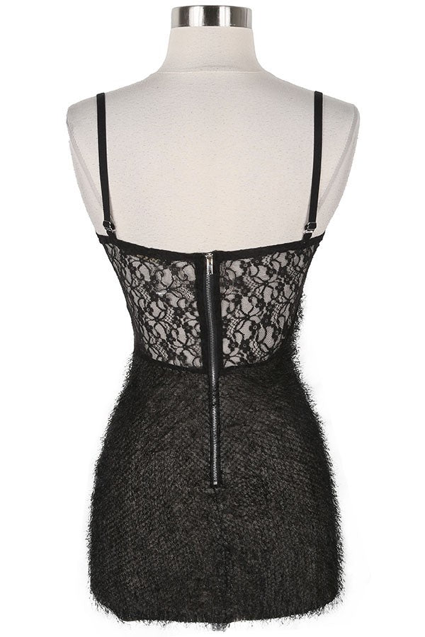 Women's Lace Bodice Sweetheart Spaghetti Strap Mini Dress - photo 4