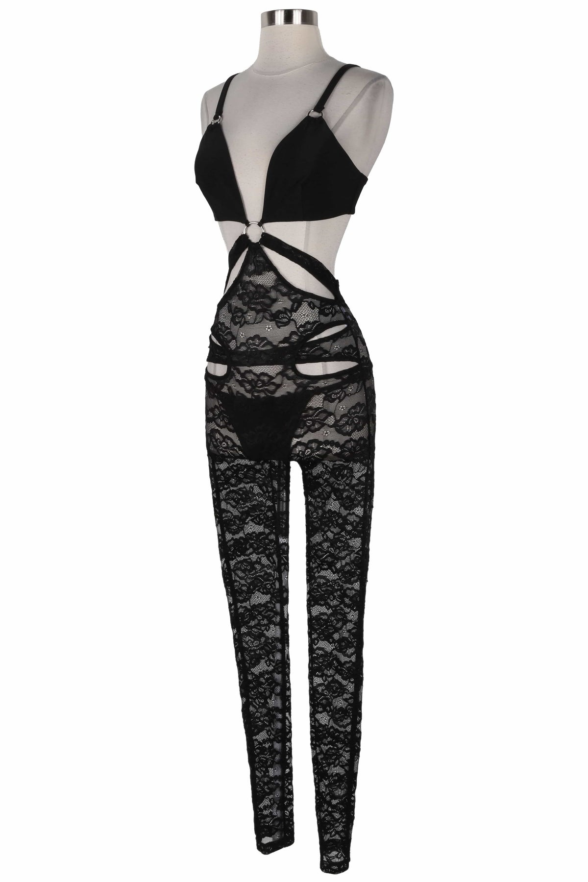 Women's Lace Plunge O-Ring Strap Jumpsuit - photo 2