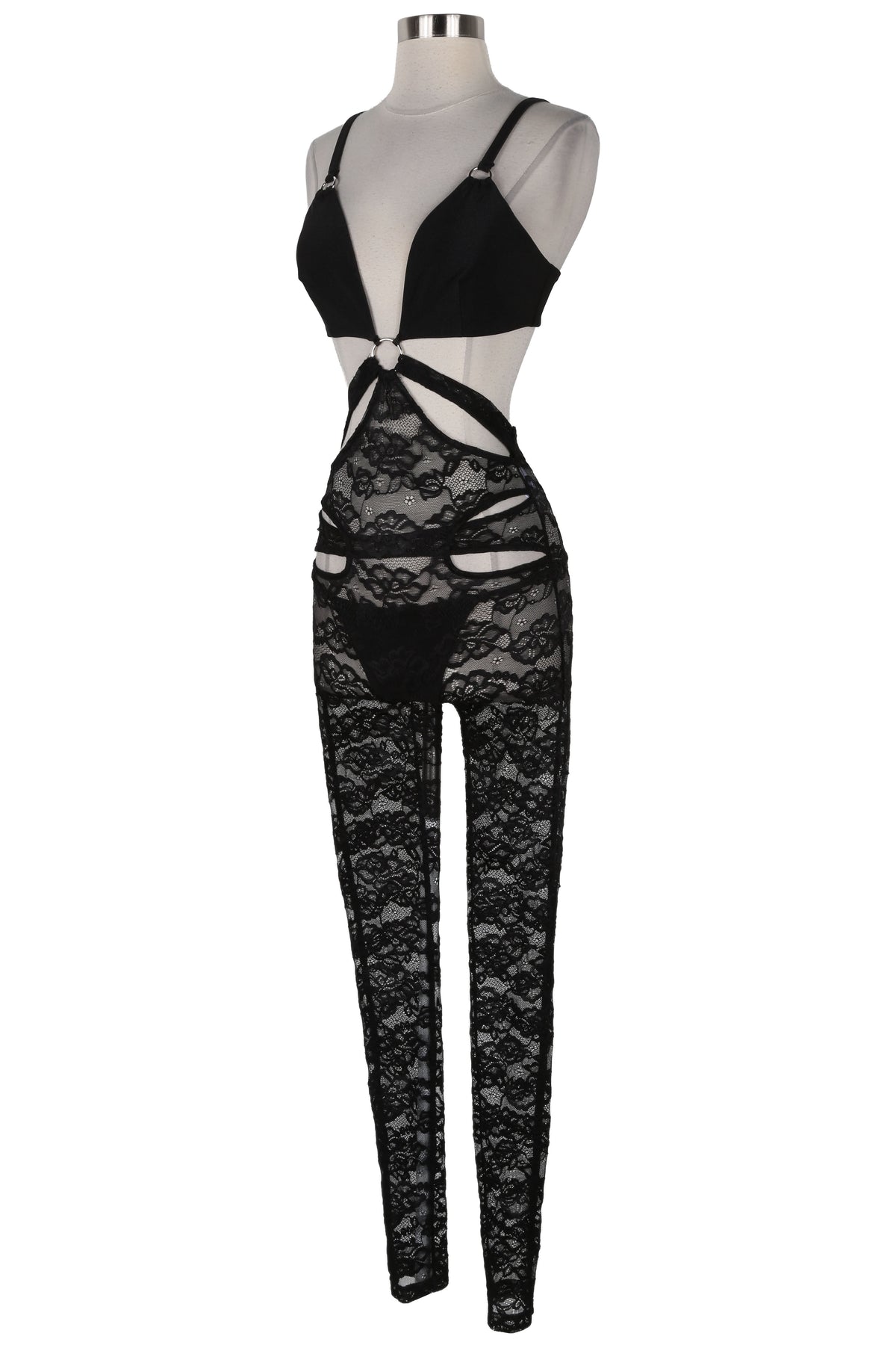 Women's Lace Plunge O-Ring Strap Jumpsuit - photo 2