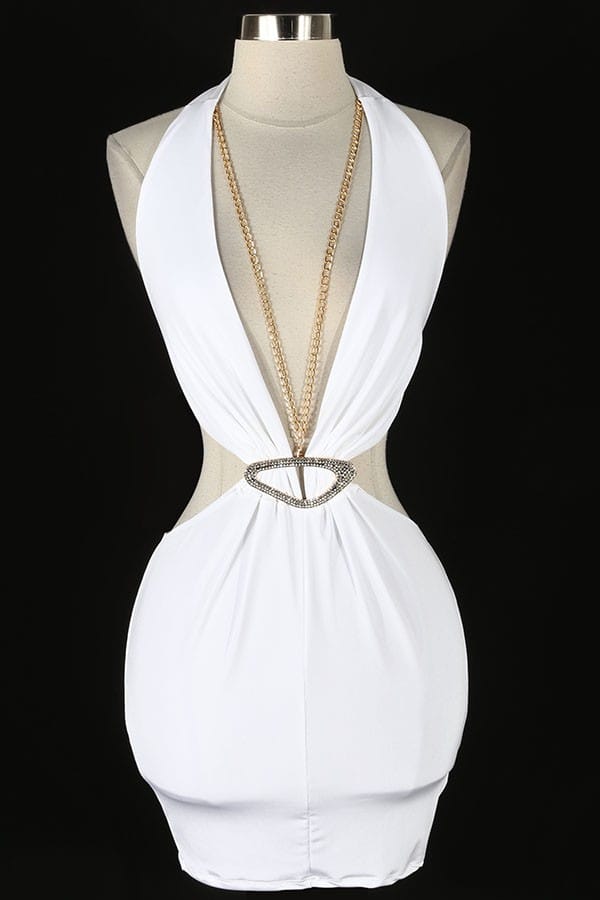 Women's Halter Plunge Side Cutout Mini Dress - photo 2