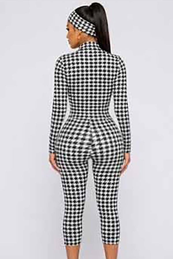 Women's Houndstooth Mock Neck Top & Capri Pants Set - photo 4