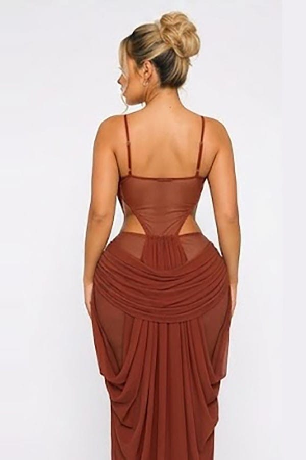 Women's Draped Ruched Cutout Maxi Dress - photo 4