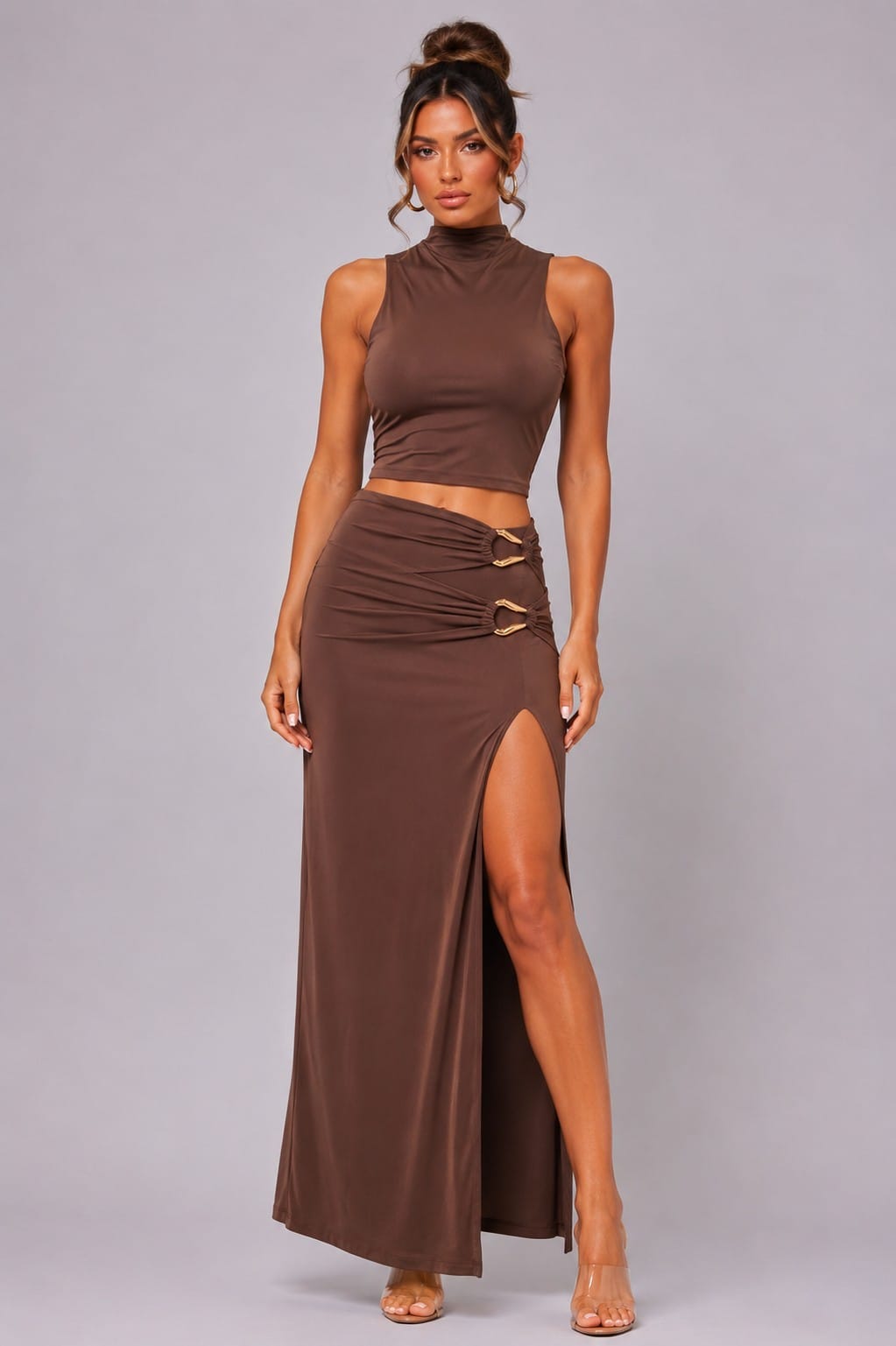 Women's Off-White Monaco After Dark Ruched Maxi Skirt Set – side view