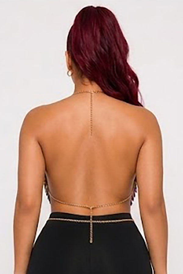 Women's Multicolor Sequin Halter Crop Top - photo 4