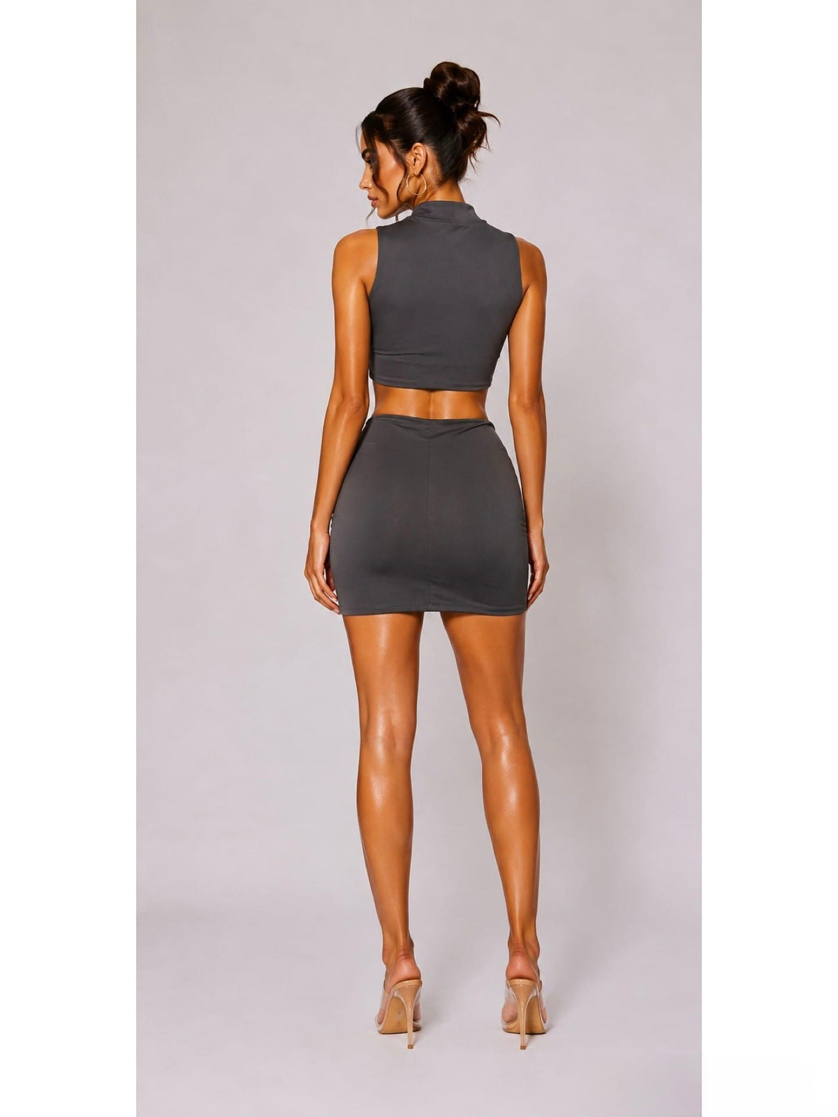 Women's Midnight Riviera Ruched Cutout Mini Dress – back view