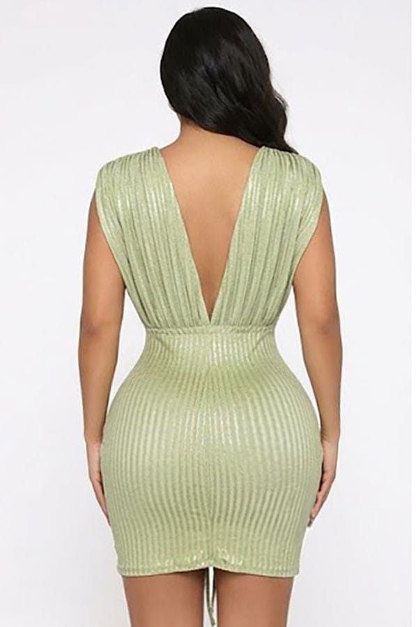 Women's Beaded Plunge Ruched Textured Mini Dress - photo 3