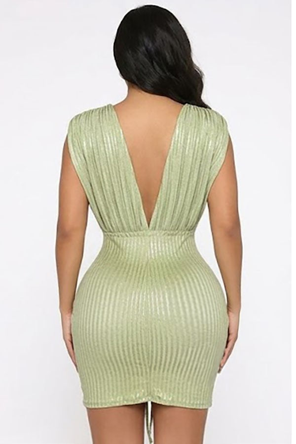 Women's Beaded Plunge Ruched Textured Mini Dress - photo 3