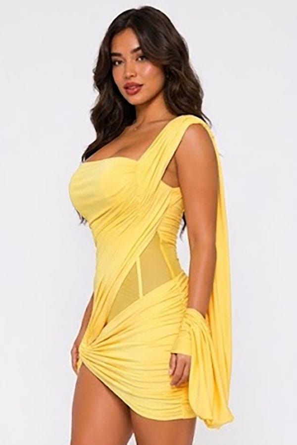 Women's Strapless Ruched Mesh Cutout Mini Dress - photo 2