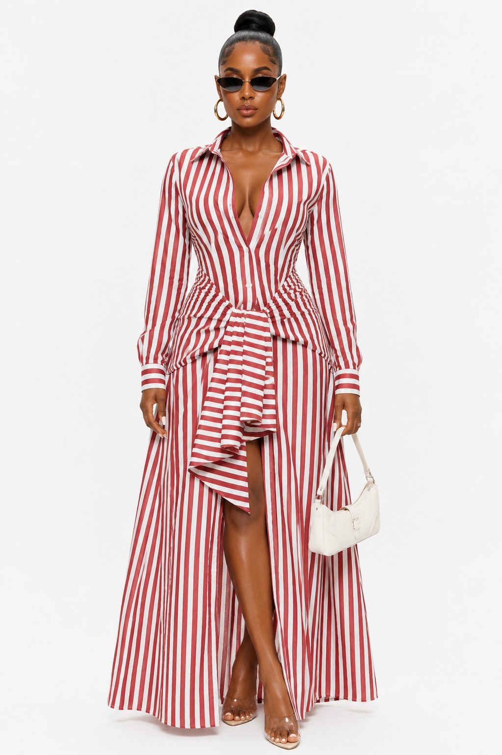 Pinstripe maxi dress pink