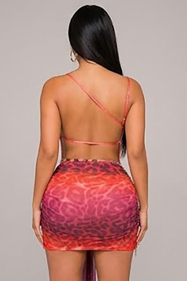 Women's Leopard Print Sheer Mesh Cowl Neck Mini Dress - photo 3