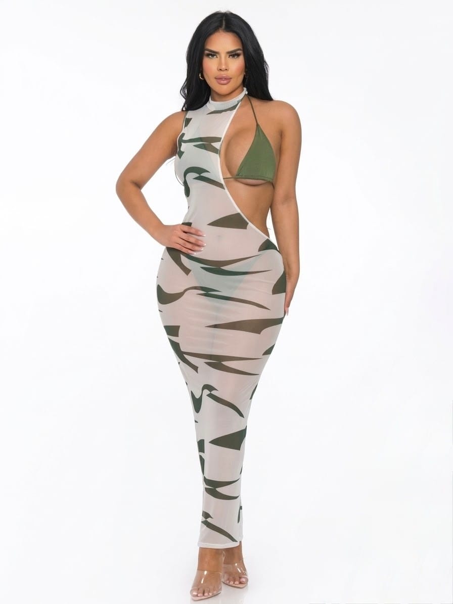 Women's Olive Sculpted Siren Bra Top & Pants Set – side view