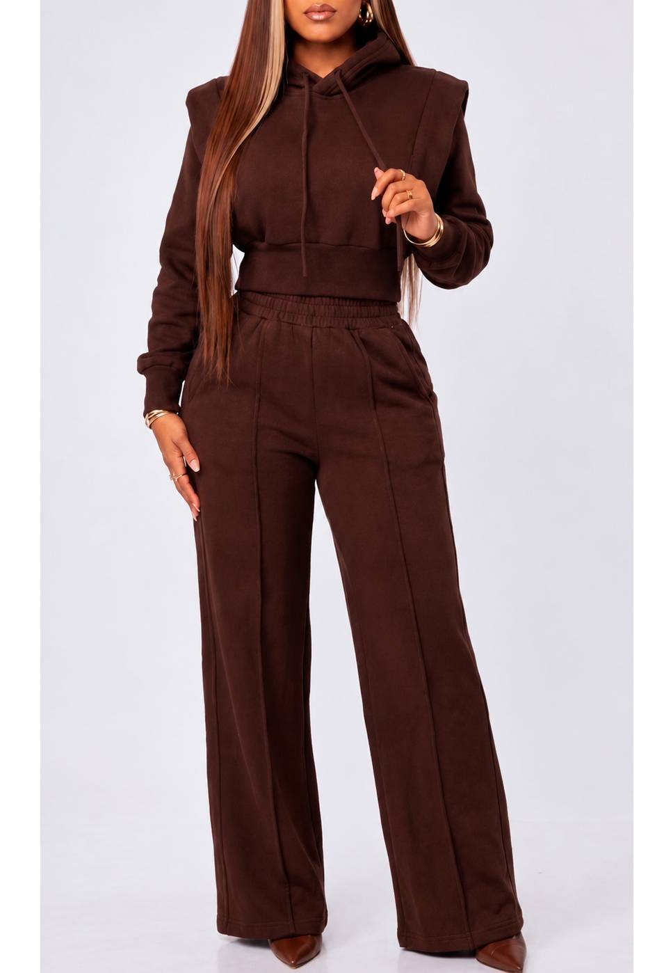 Crop hoodie jogger set