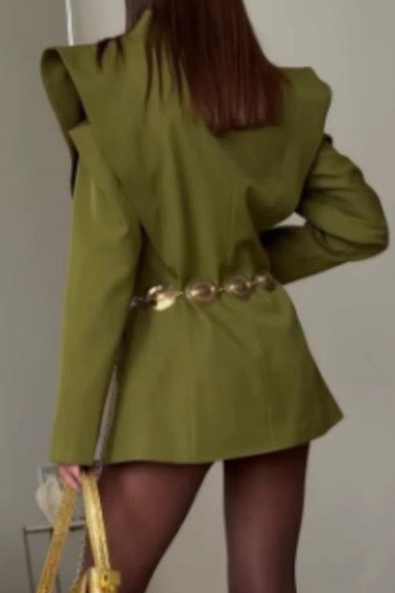 Olive cold shoulder blazer
