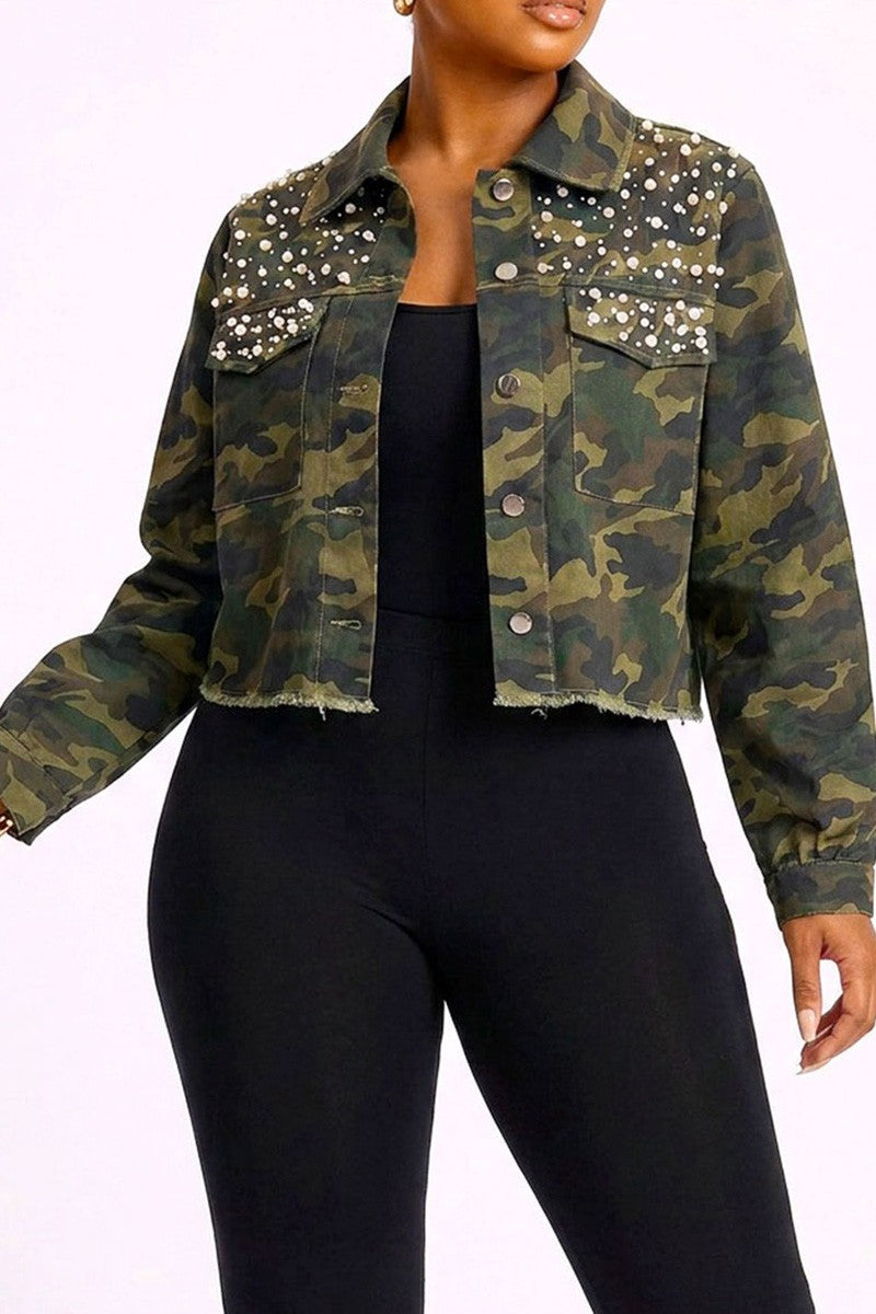 Camo denim jacket front