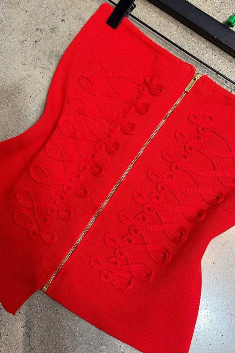 Bustier zip front top detail