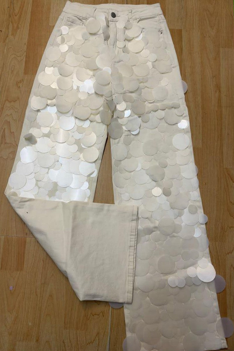 White embellished jeans back view