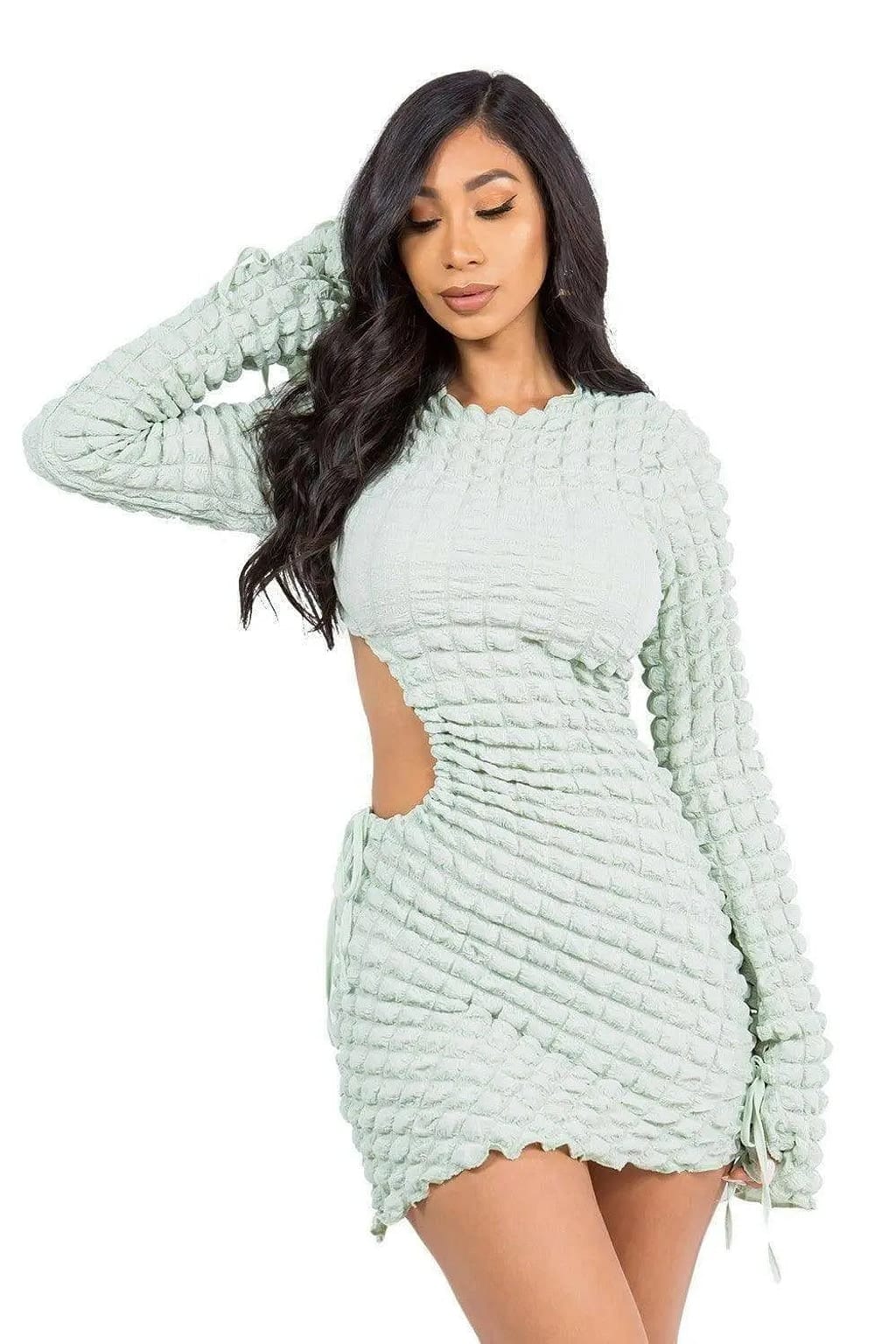 Chloe sweater mini dress front view - Epicplacess