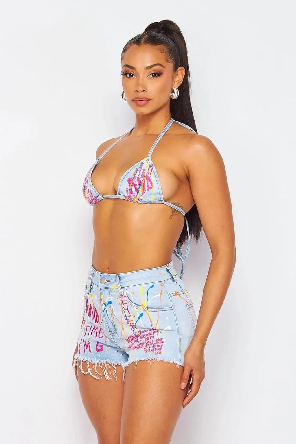 Blue short set outfit view - Epicplacess