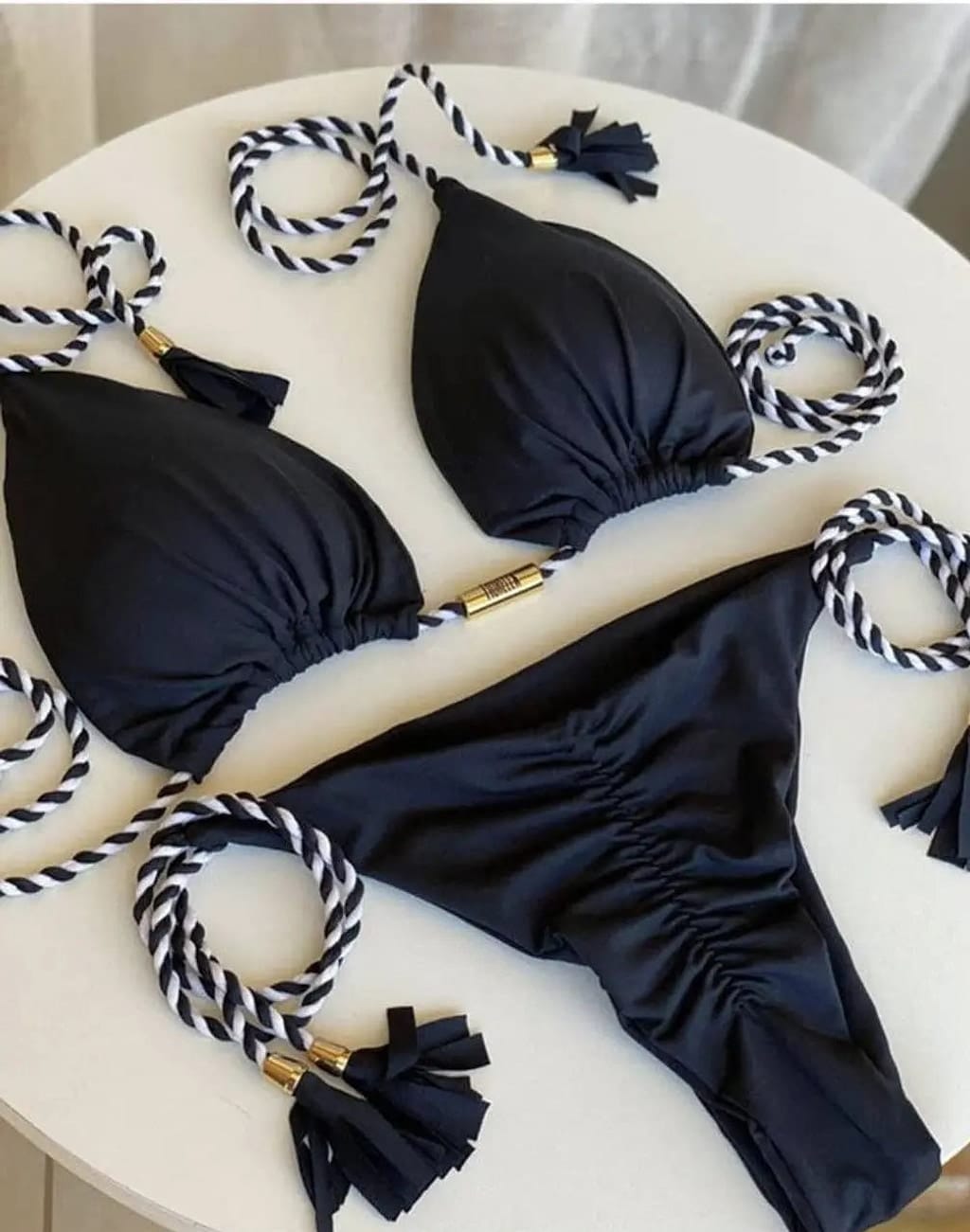 Rope ties textured two-piece bikini - Epicplacess