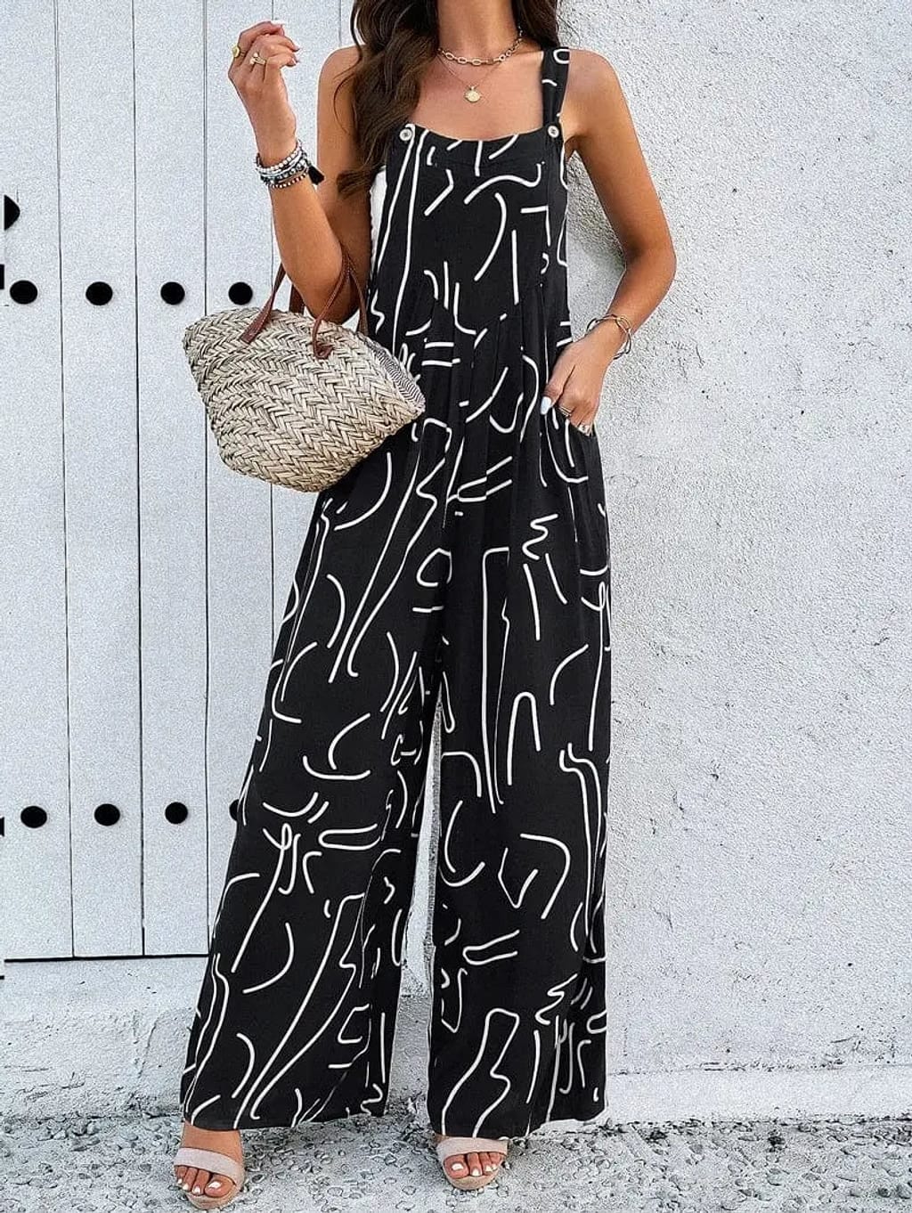 Wide-leg green jumpsuit product view - Epicplacess