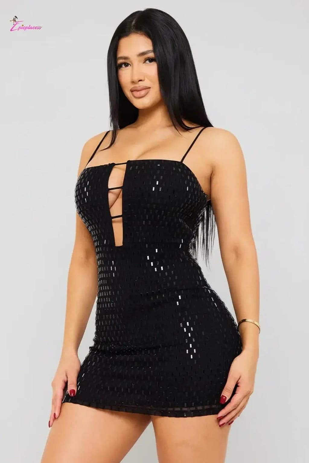 Rhinestone mesh dress final view - Epicplacess