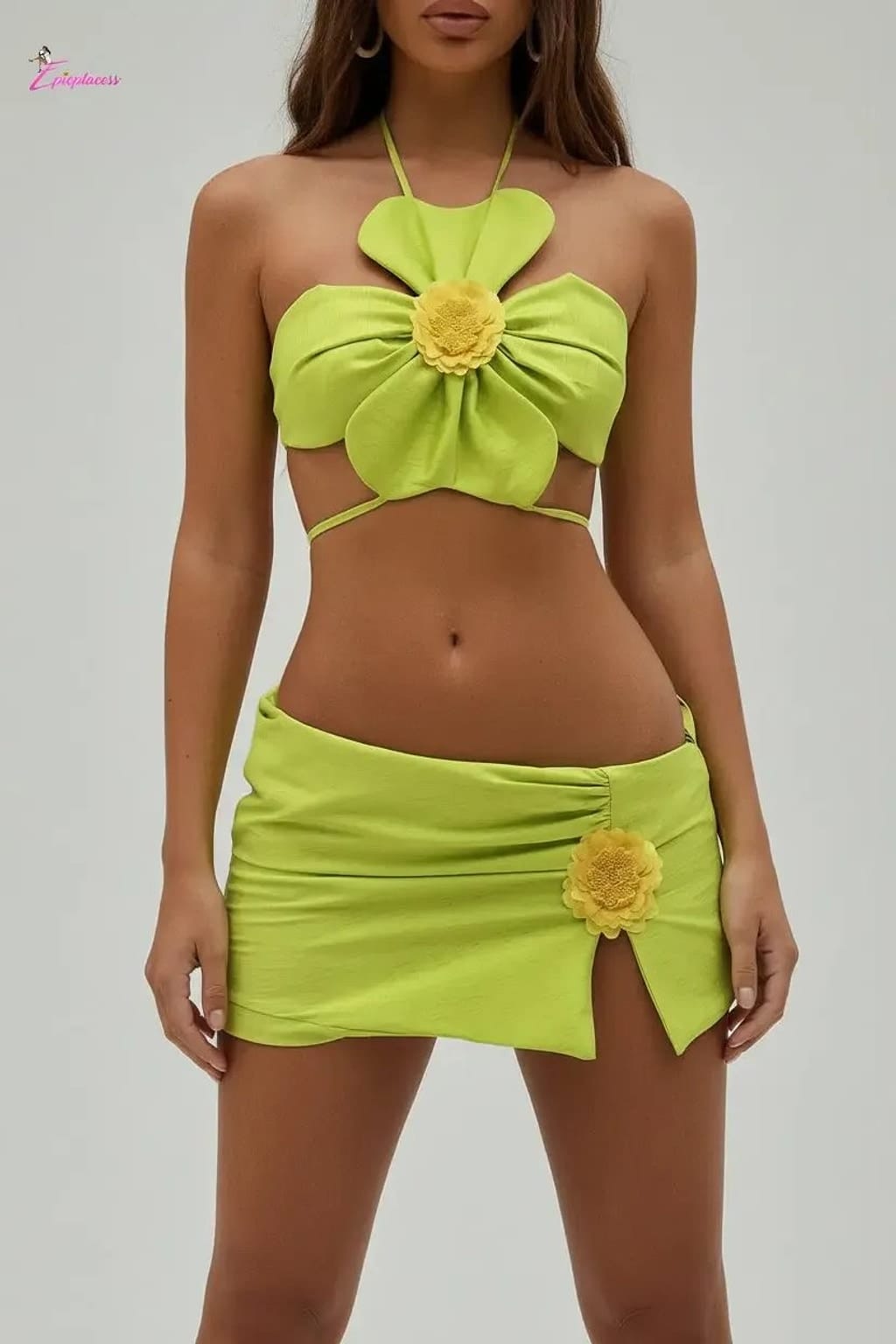 Lime green floral set - Epicplacess