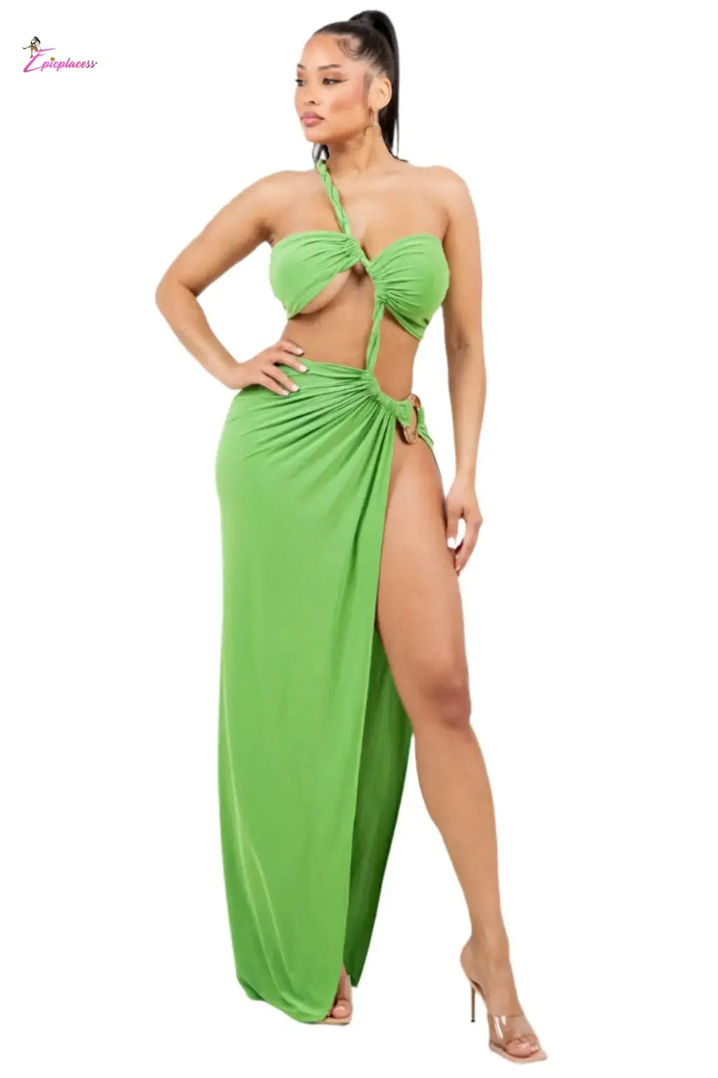 Green maxi dress detail - Epicplacess