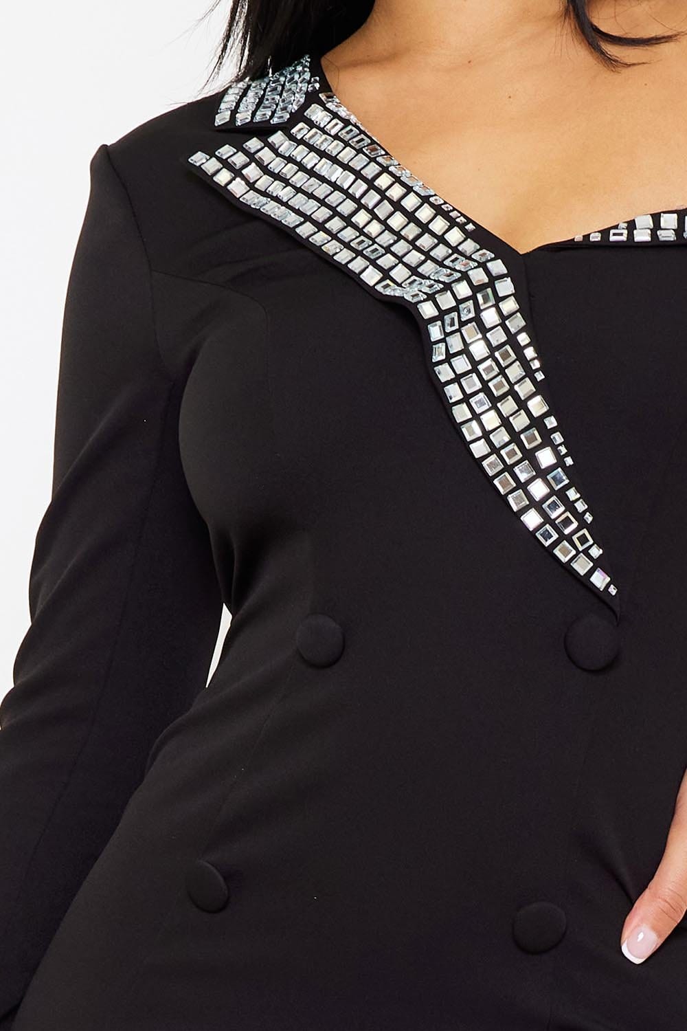 Women's Rhinestone One Shoulder Suit Mini Dress – styled look